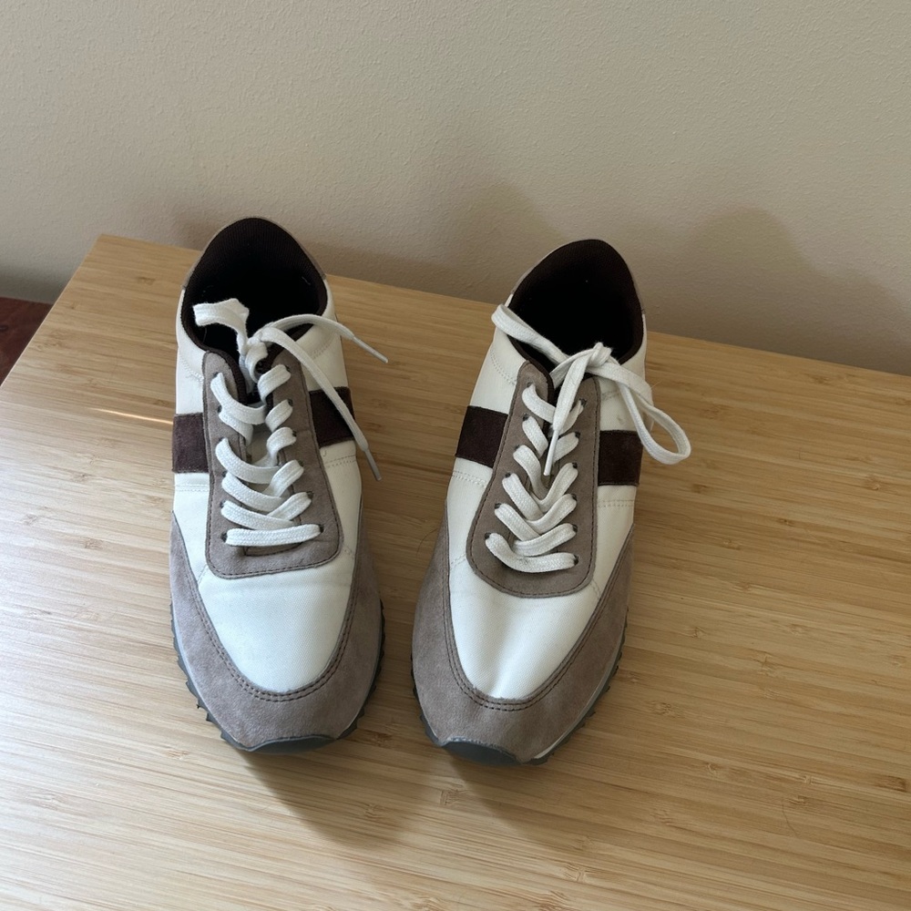 Gray, White and Brown JCrew Women’s Sneakers, Size 5